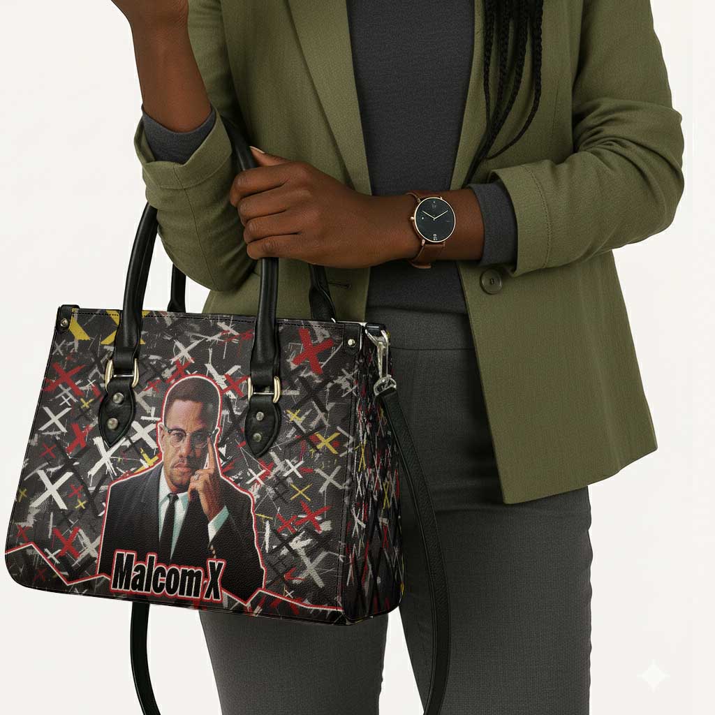 Malcolm X Leather Bag Street Art Style Portrait Quote The Future Belongs to Those Who Prepare Civil Rights Tribute - African Pride