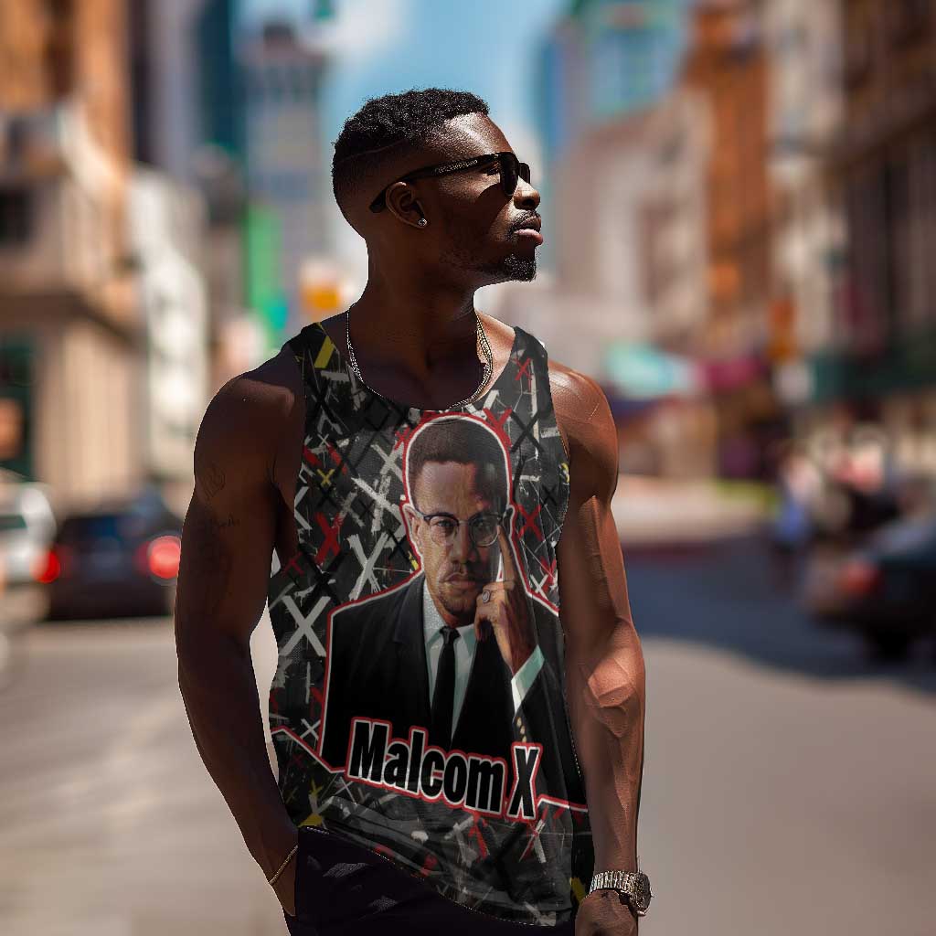 Malcolm X Men Tank Top Street Art Style Portrait Quote The Future Belongs to Those Who Prepare Civil Rights Tribute - African Pride