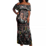 Malcolm X Off Shoulder Maxi Dress Street Art Style Portrait Quote The Future Belongs to Those Who Prepare Civil Rights Tribute - African Pride