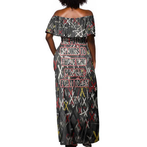 Malcolm X Off Shoulder Maxi Dress Street Art Style Portrait Quote The Future Belongs to Those Who Prepare Civil Rights Tribute - African Pride