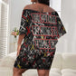 Malcolm X Off Shoulder Short Dress Street Art Style Portrait Quote The Future Belongs to Those Who Prepare Civil Rights Tribute - African Pride