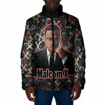 Malcolm X Padded Jacket Street Art Style Portrait Quote The Future Belongs to Those Who Prepare Civil Rights Tribute - African Pride