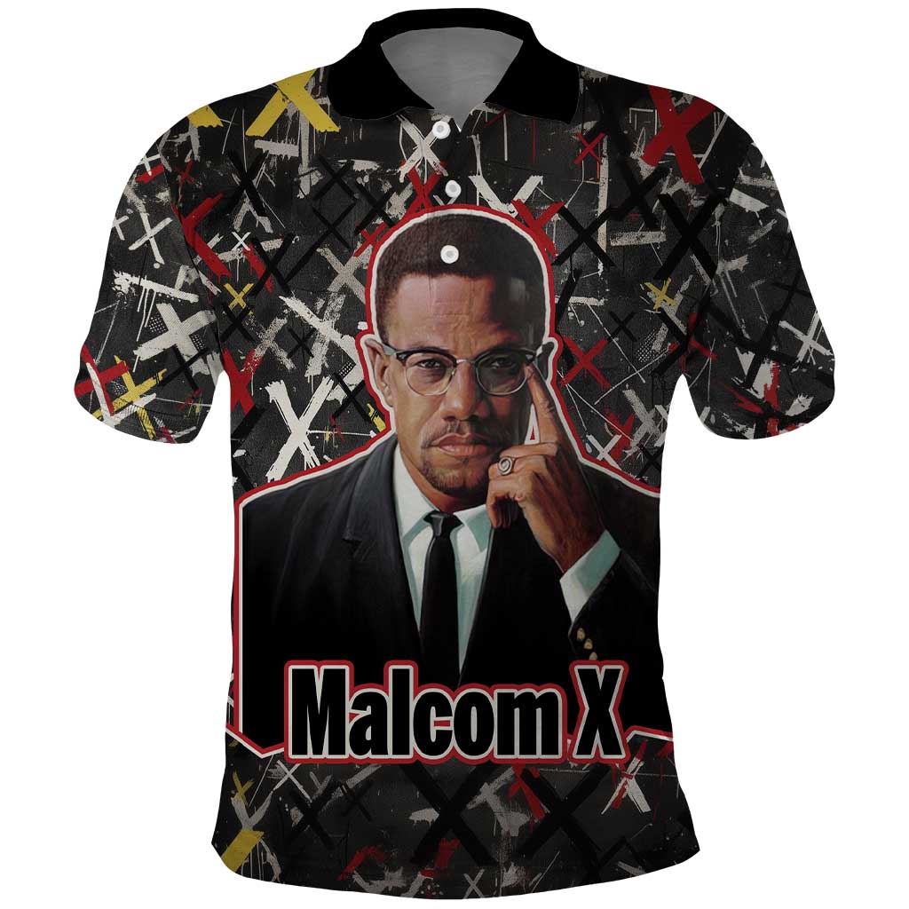 Malcolm X Polo Shirt Street Art Style Portrait Quote The Future Belongs to Those Who Prepare Civil Rights Tribute TS04