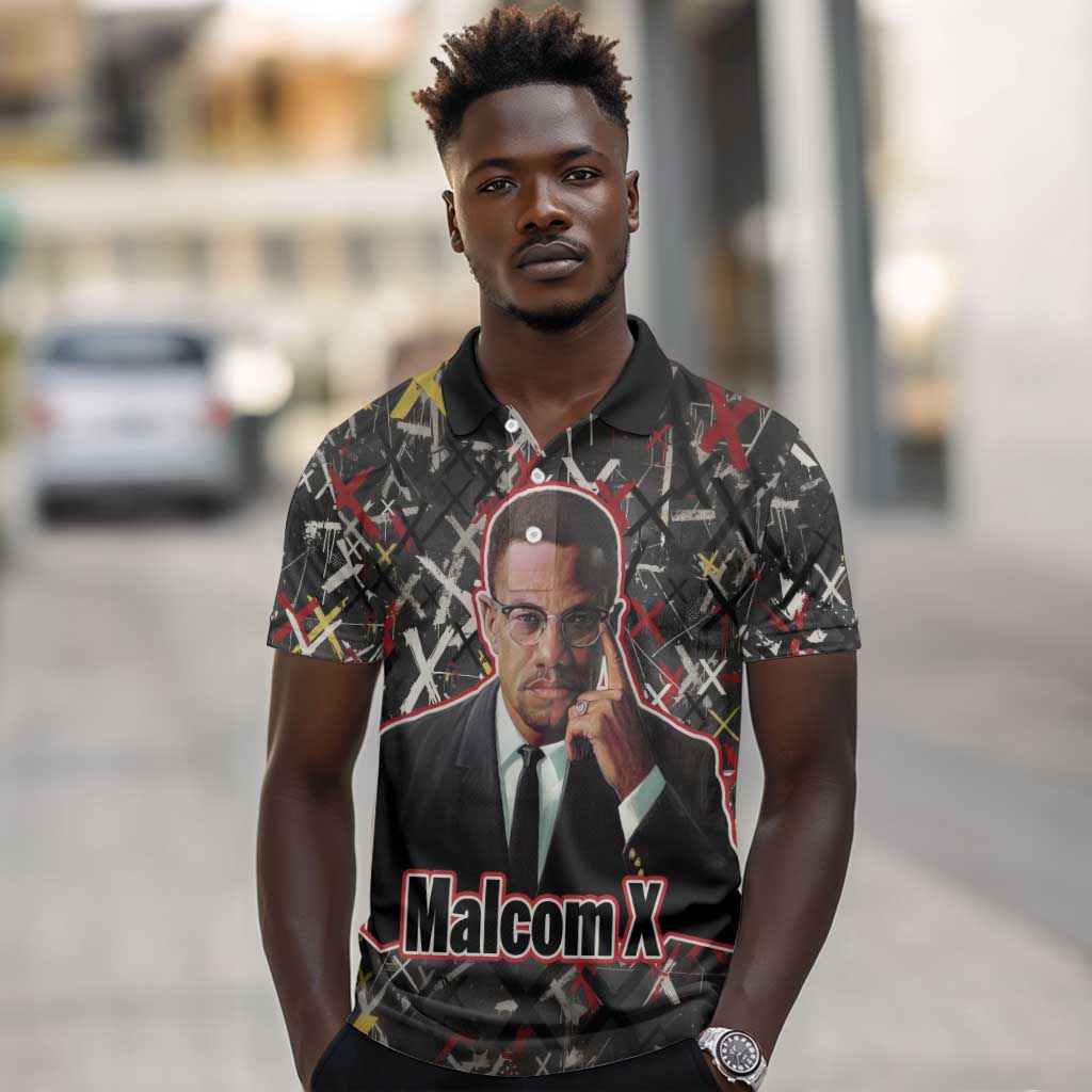 Malcolm X Polo Shirt Street Art Style Portrait Quote The Future Belongs to Those Who Prepare Civil Rights Tribute TS04