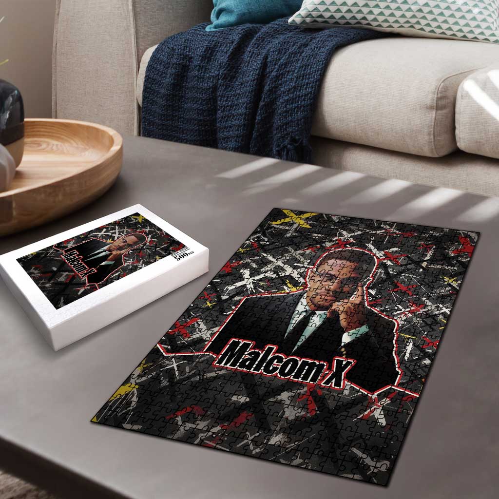 Malcolm X Puzzle Street Art Style Portrait Quote The Future Belongs to Those Who Prepare Civil Rights Tribute - African Pride