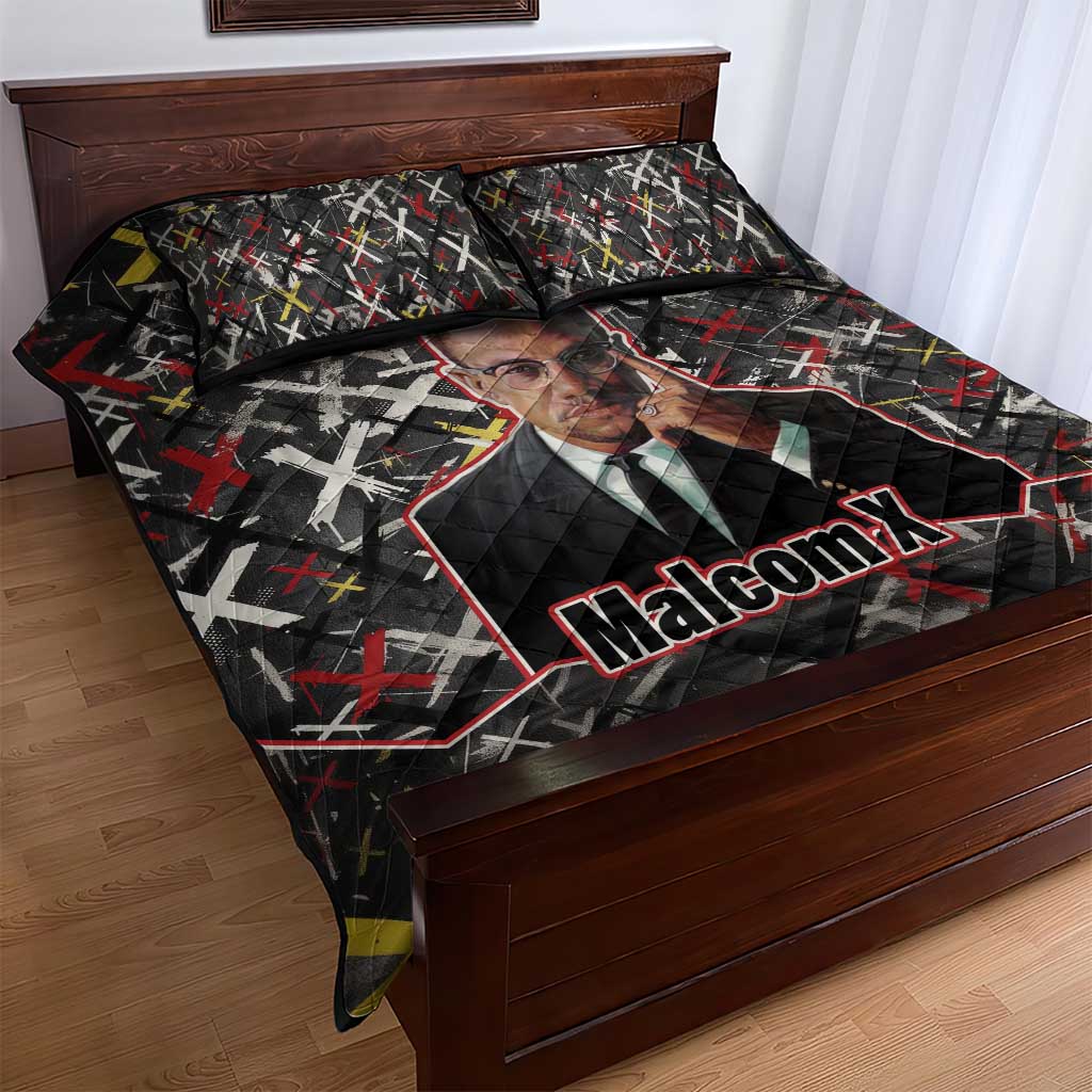 Malcolm X Quilt Bed Set Street Art Style Portrait Quote The Future Belongs to Those Who Prepare Civil Rights Tribute - African Pride