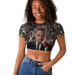 Malcolm X Raglan Cropped T shirt Street Art Style Portrait Quote The Future Belongs to Those Who Prepare Civil Rights Tribute TS04