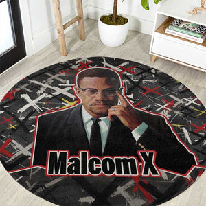 Malcolm X Round Carpet Street Art Style Portrait Quote The Future Belongs to Those Who Prepare Civil Rights Tribute - African Pride