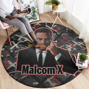 Malcolm X Round Carpet Street Art Style Portrait Quote The Future Belongs to Those Who Prepare Civil Rights Tribute - African Pride
