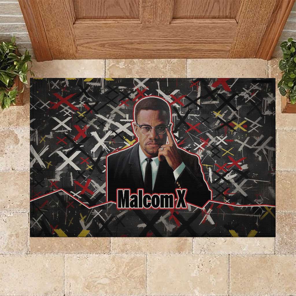 Malcolm X Rubber Doormat Street Art Style Portrait Quote The Future Belongs to Those Who Prepare Civil Rights Tribute - African Pride