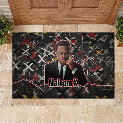 Malcolm X Rubber Doormat Street Art Style Portrait Quote The Future Belongs to Those Who Prepare Civil Rights Tribute - African Pride