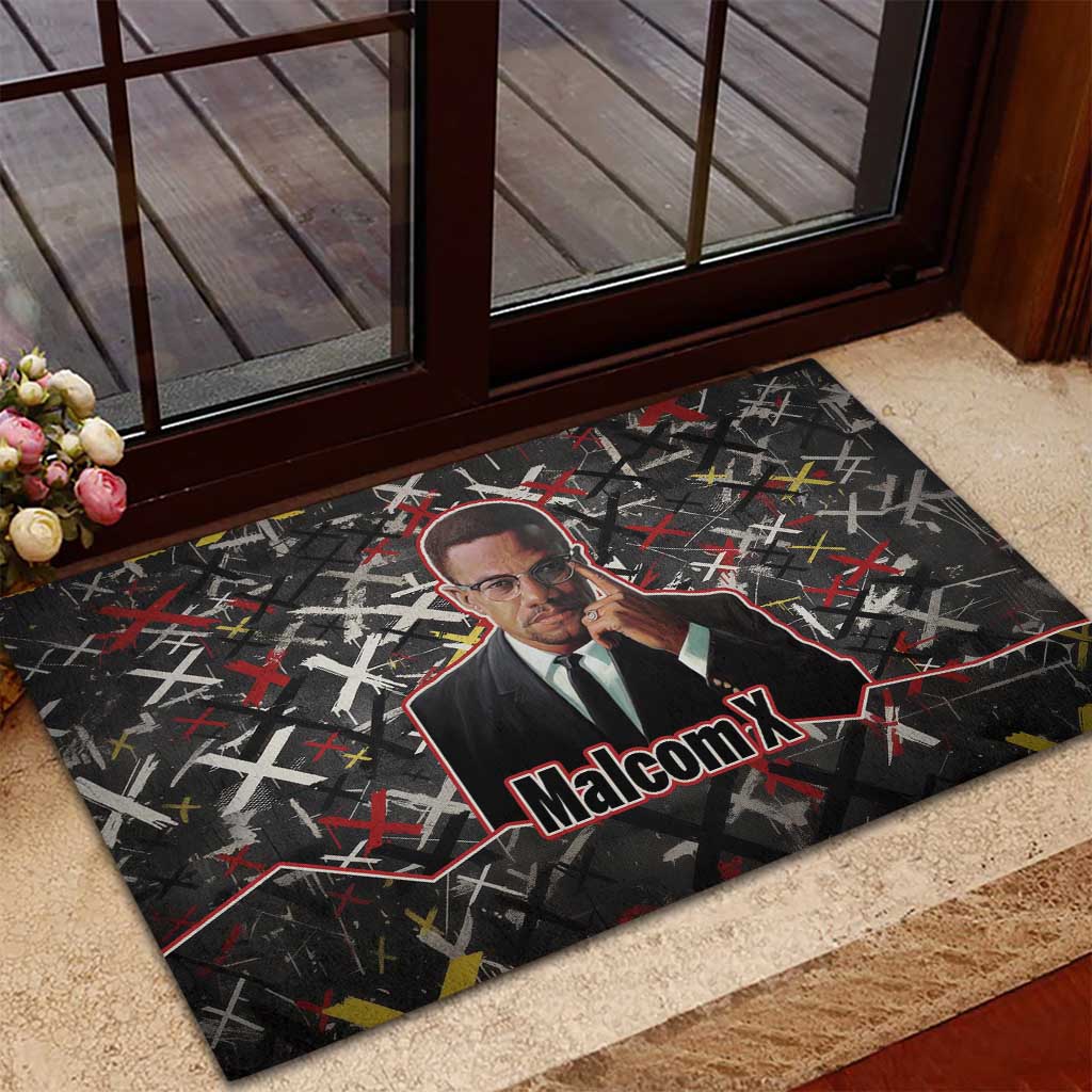 Malcolm X Rubber Doormat Street Art Style Portrait Quote The Future Belongs to Those Who Prepare Civil Rights Tribute - African Pride