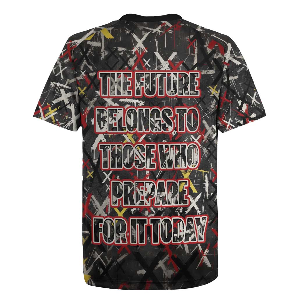 Malcolm X Rugby Jersey Street Art Style Portrait Quote The Future Belongs to Those Who Prepare Civil Rights Tribute TS04