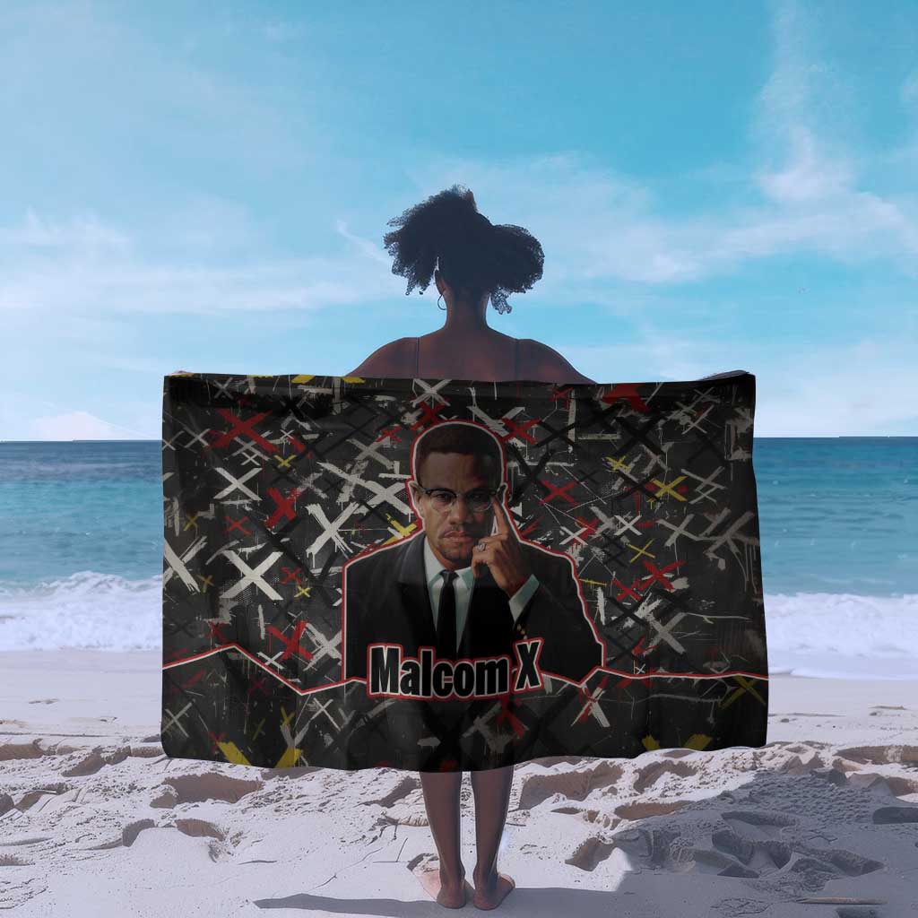 Malcolm X Sarong Street Art Style Portrait Quote The Future Belongs to Those Who Prepare Civil Rights Tribute - African Pride