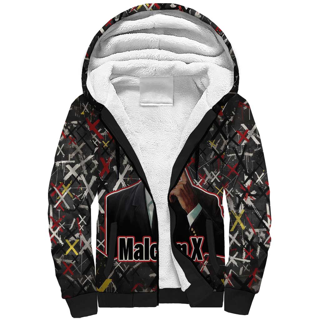 Malcolm X Sherpa Hoodie Street Art Style Portrait Quote The Future Belongs to Those Who Prepare Civil Rights Tribute - African Pride
