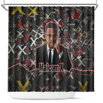Malcolm X Shower Curtain Street Art Style Portrait Quote The Future Belongs to Those Who Prepare Civil Rights Tribute - African Pride