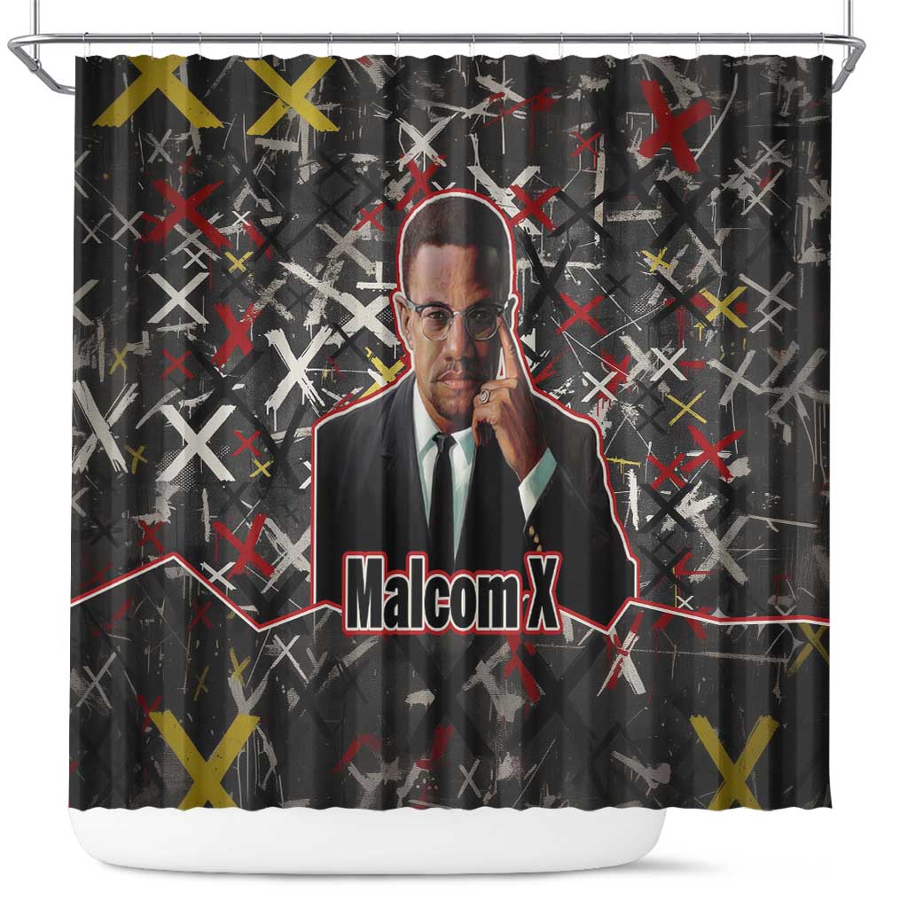 Malcolm X Shower Curtain Street Art Style Portrait Quote The Future Belongs to Those Who Prepare Civil Rights Tribute - African Pride