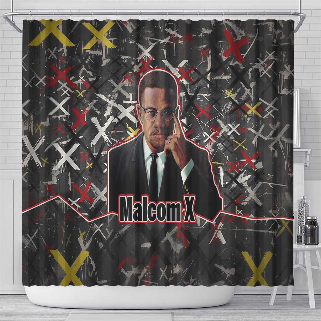 Malcolm X Shower Curtain Street Art Style Portrait Quote The Future Belongs to Those Who Prepare Civil Rights Tribute - African Pride