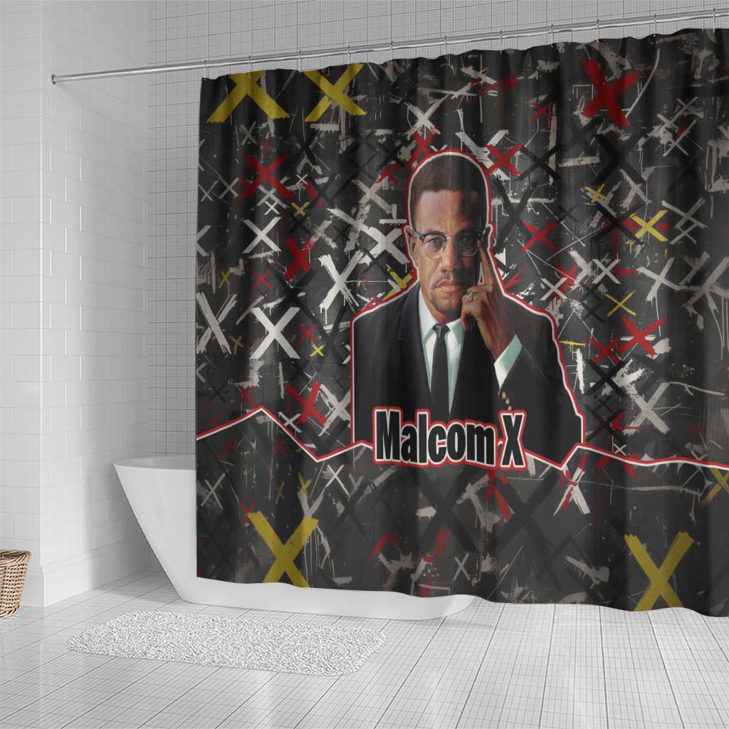 Malcolm X Shower Curtain Street Art Style Portrait Quote The Future Belongs to Those Who Prepare Civil Rights Tribute - African Pride