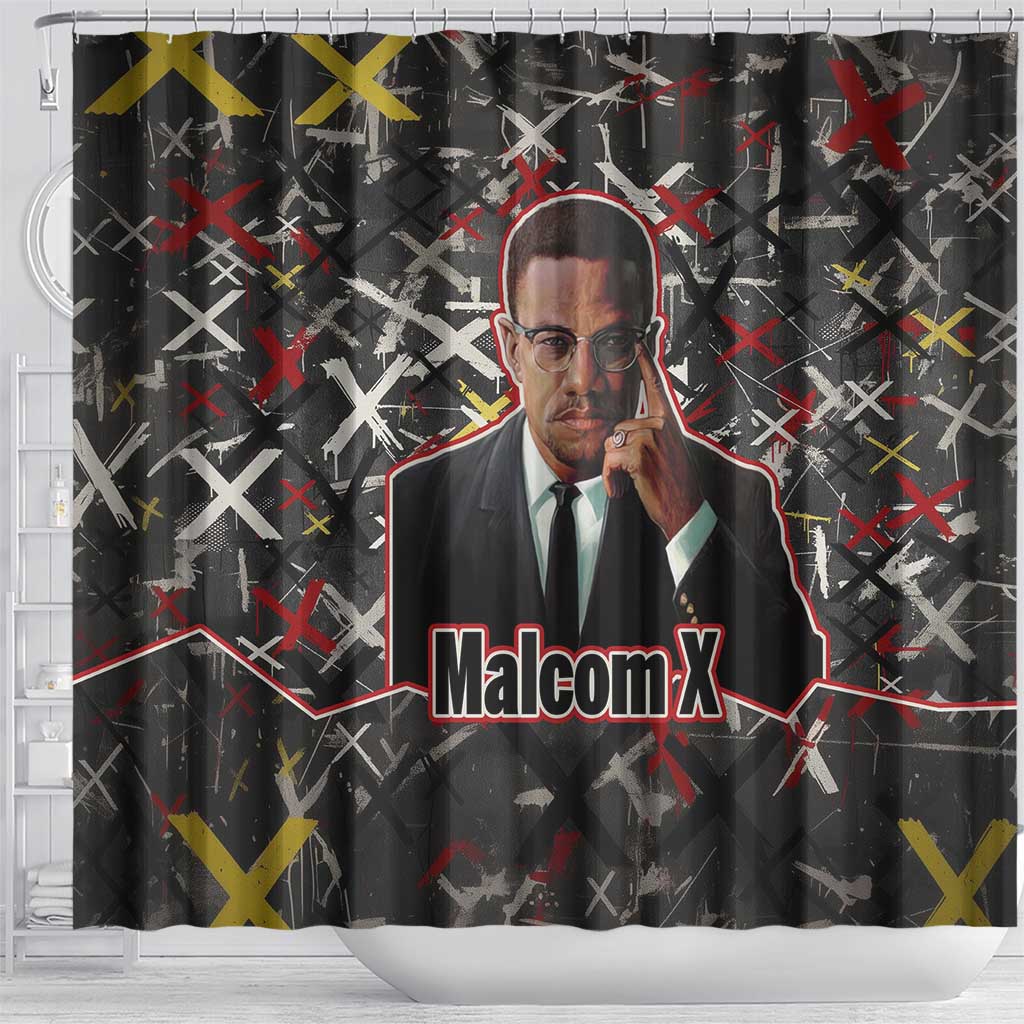 Malcolm X Shower Curtain Street Art Style Portrait Quote The Future Belongs to Those Who Prepare Civil Rights Tribute - African Pride