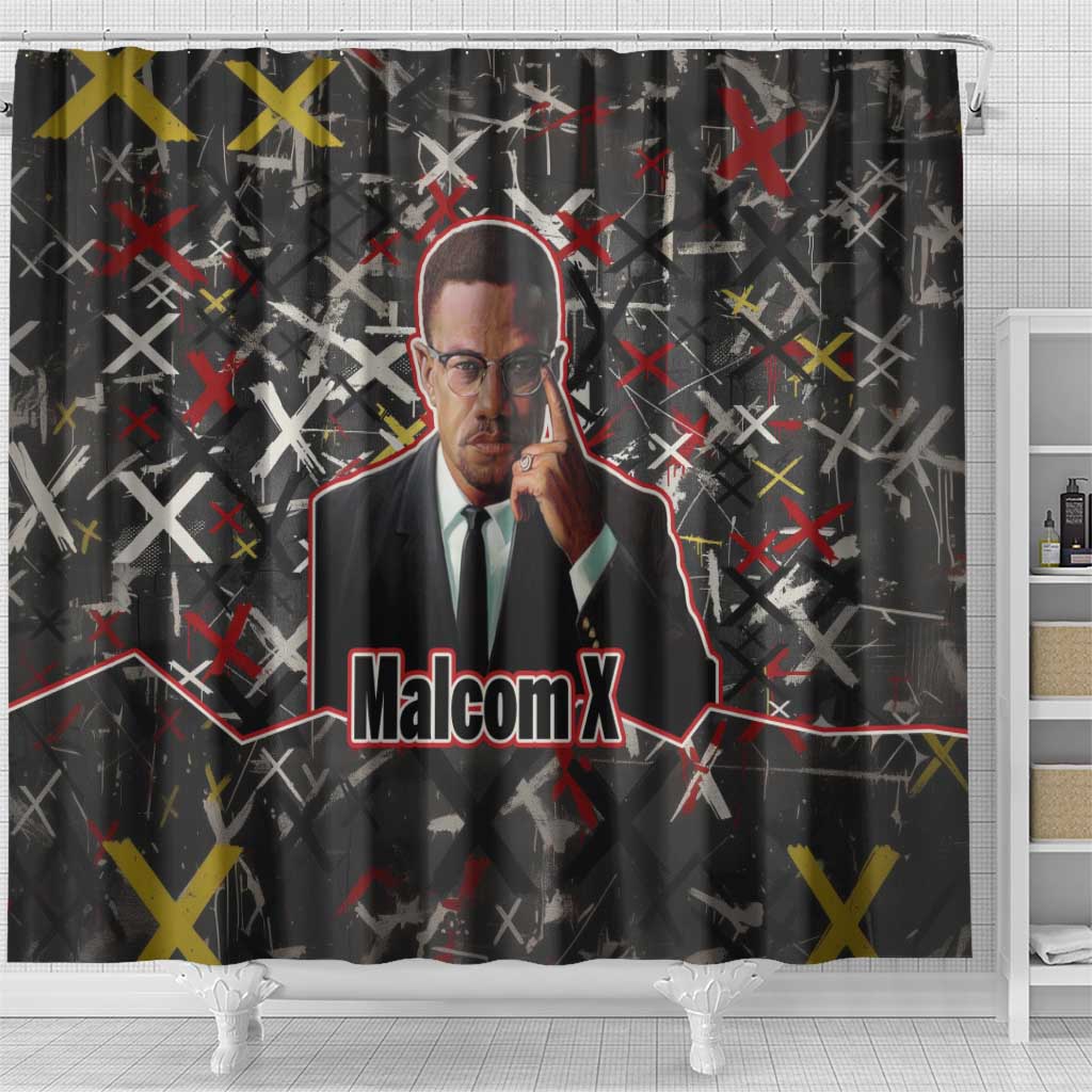 Malcolm X Shower Curtain Street Art Style Portrait Quote The Future Belongs to Those Who Prepare Civil Rights Tribute - African Pride