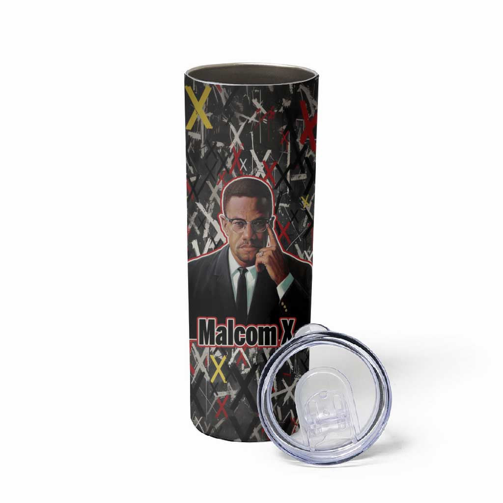 Malcolm X Skinny Tumbler Street Art Style Portrait Quote The Future Belongs to Those Who Prepare Civil Rights Tribute - African Pride