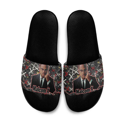 Malcolm X Slide Sandals Street Art Style Portrait Quote The Future Belongs to Those Who Prepare Civil Rights Tribute - African Pride