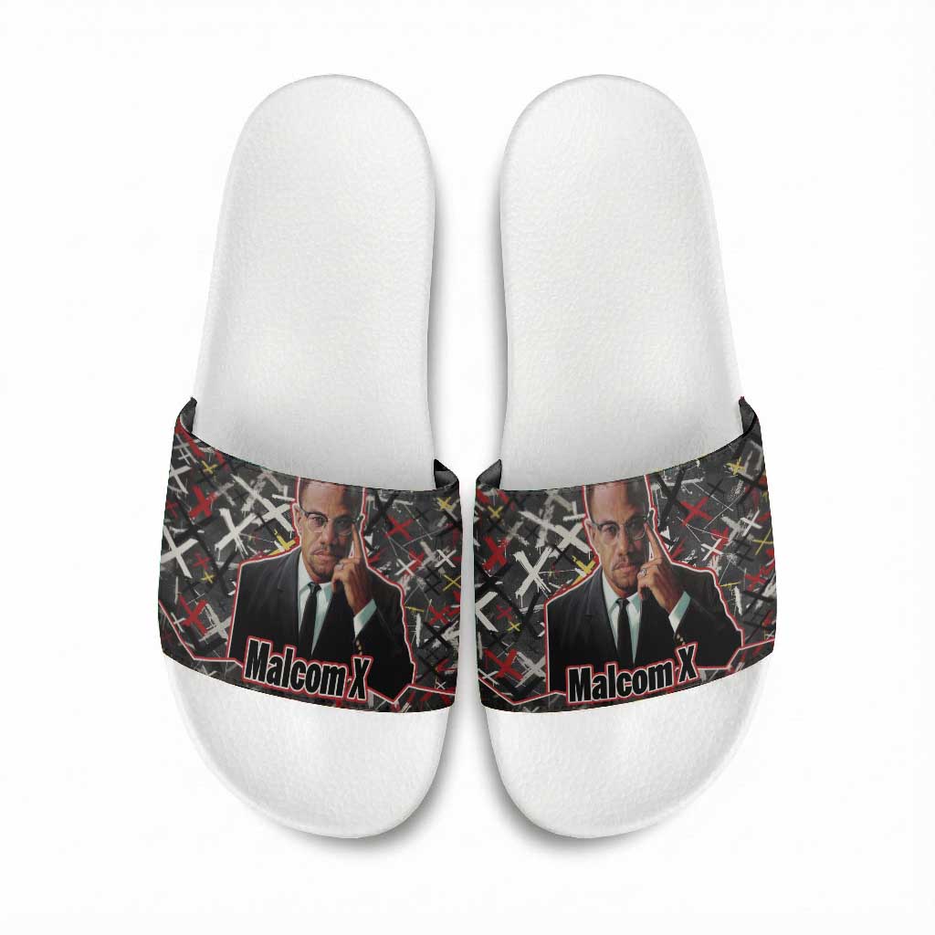 Malcolm X Slide Sandals Street Art Style Portrait Quote The Future Belongs to Those Who Prepare Civil Rights Tribute - African Pride
