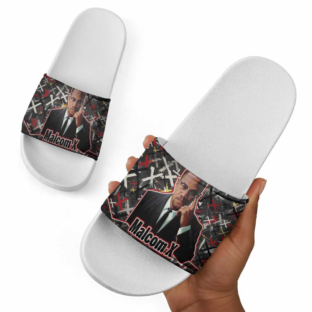 Malcolm X Slide Sandals Street Art Style Portrait Quote The Future Belongs to Those Who Prepare Civil Rights Tribute - African Pride