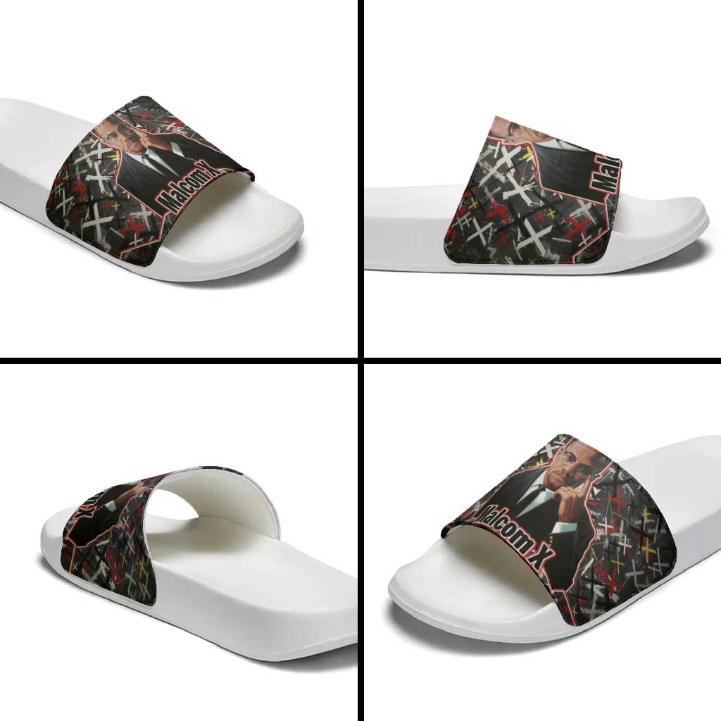Malcolm X Slide Sandals Street Art Style Portrait Quote The Future Belongs to Those Who Prepare Civil Rights Tribute - African Pride
