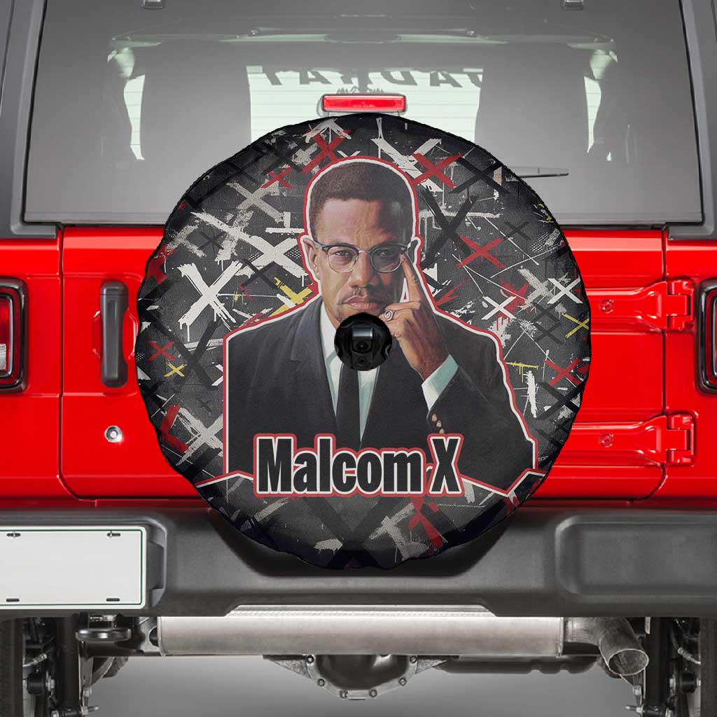 Malcolm X Spare Tire Cover Street Art Style Portrait Quote The Future Belongs to Those Who Prepare Civil Rights Tribute - African Pride