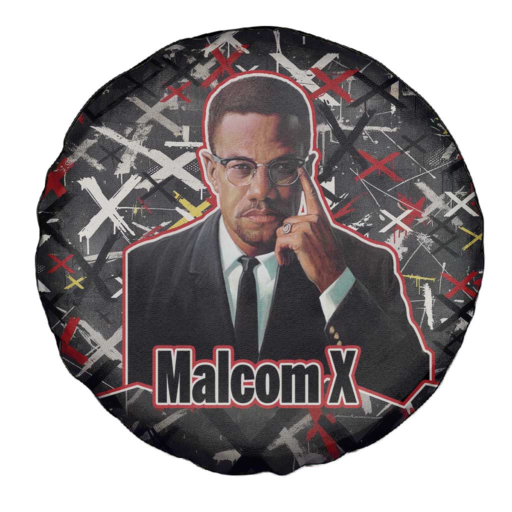 Malcolm X Spare Tire Cover Street Art Style Portrait Quote The Future Belongs to Those Who Prepare Civil Rights Tribute - African Pride