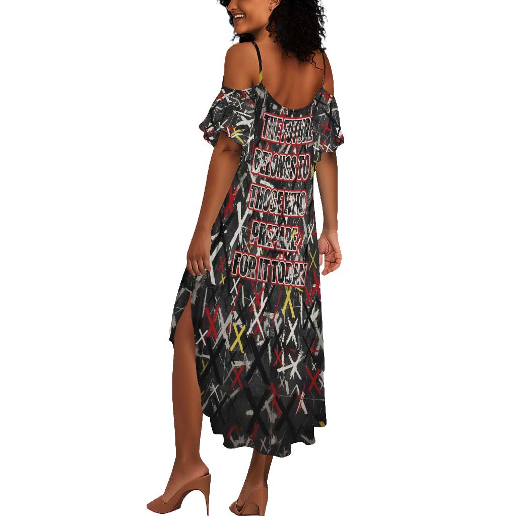 Malcolm X Summer Maxi Dress Street Art Style Portrait Quote The Future Belongs to Those Who Prepare Civil Rights Tribute TS04
