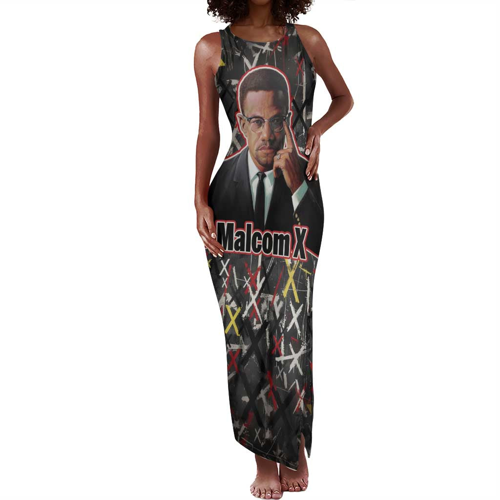 Malcolm X Tank Maxi Dress Street Art Style Portrait Quote The Future Belongs to Those Who Prepare Civil Rights Tribute - African Pride