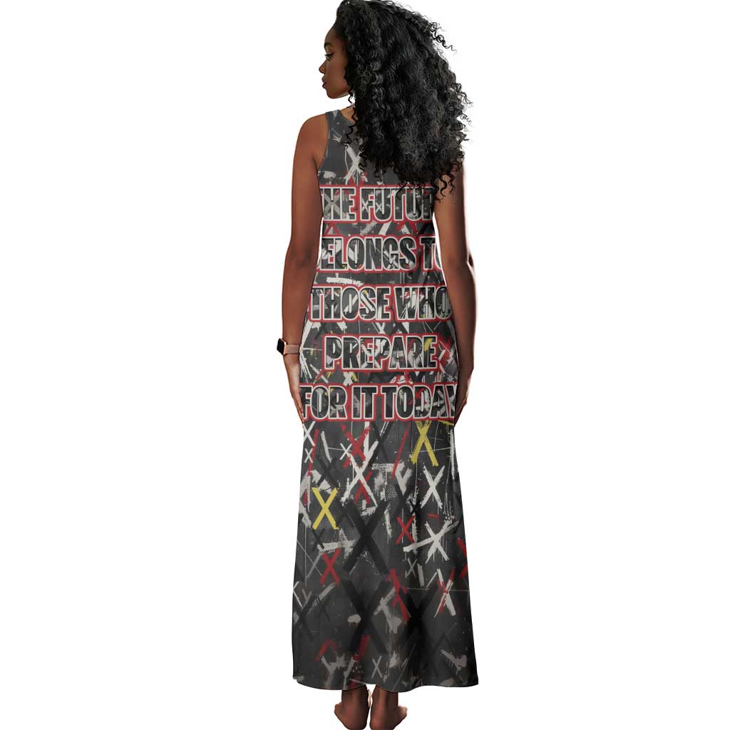 Malcolm X Tank Maxi Dress Street Art Style Portrait Quote The Future Belongs to Those Who Prepare Civil Rights Tribute - African Pride
