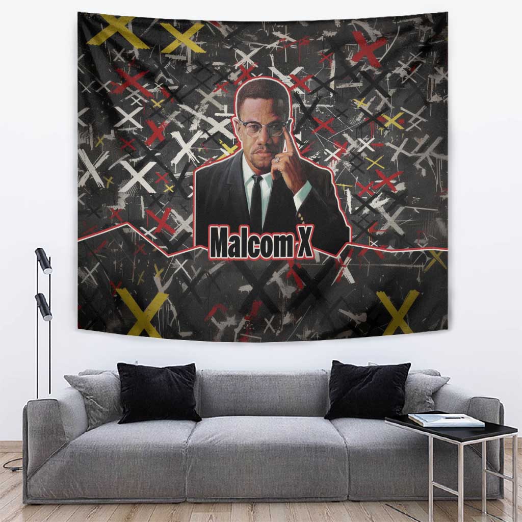 Malcolm X Tapestry Street Art Style Portrait Quote The Future Belongs to Those Who Prepare Civil Rights Tribute - African Pride