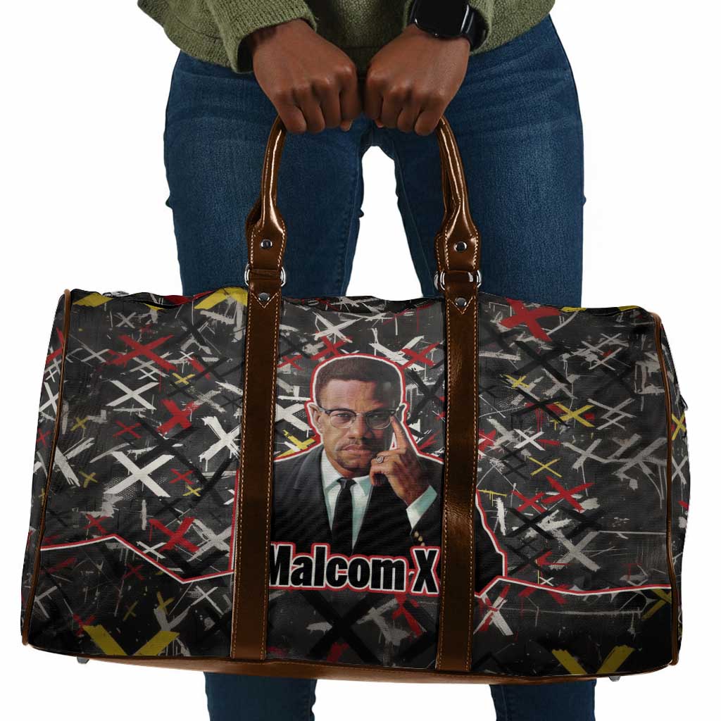 Malcolm X Travel Bag Street Art Style Portrait Quote The Future Belongs to Those Who Prepare Civil Rights Tribute - African Pride