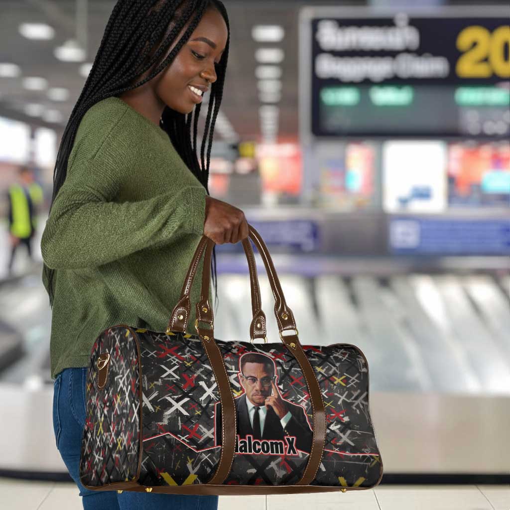 Malcolm X Travel Bag Street Art Style Portrait Quote The Future Belongs to Those Who Prepare Civil Rights Tribute - African Pride