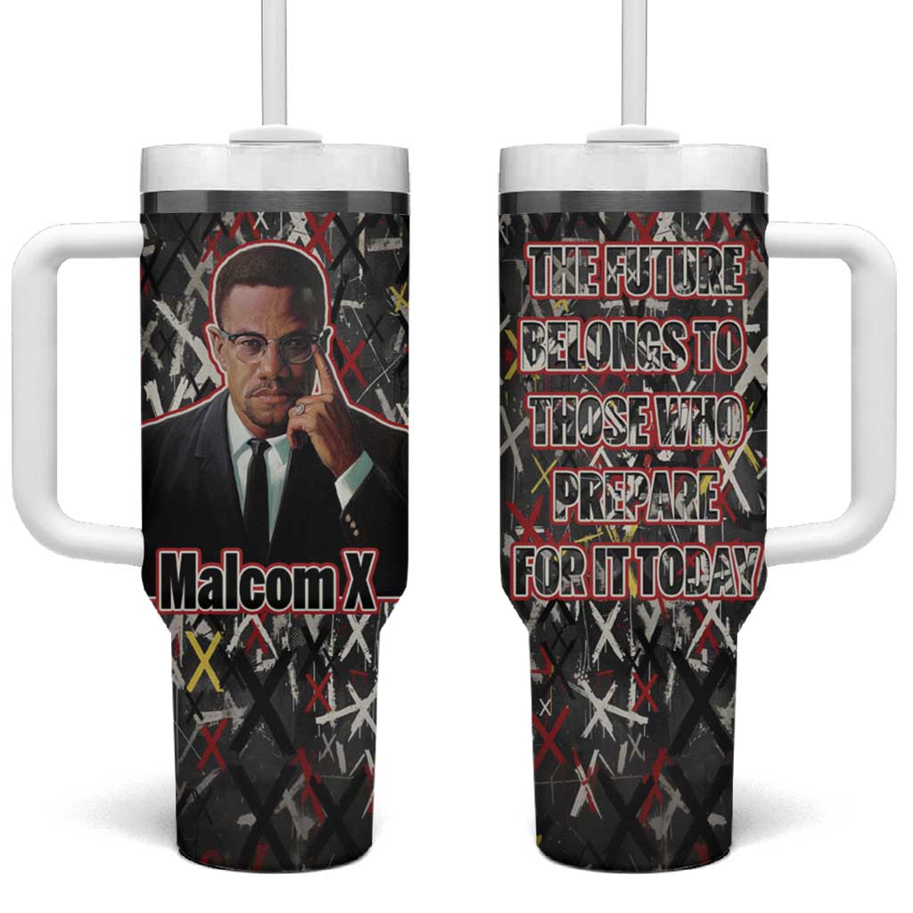 Malcolm X Tumbler With Handle Street Art Style Portrait Quote The Future Belongs to Those Who Prepare Civil Rights Tribute - African Pride
