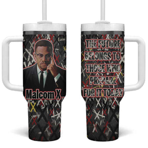 Malcolm X Tumbler With Handle Street Art Style Portrait Quote The Future Belongs to Those Who Prepare Civil Rights Tribute - African Pride