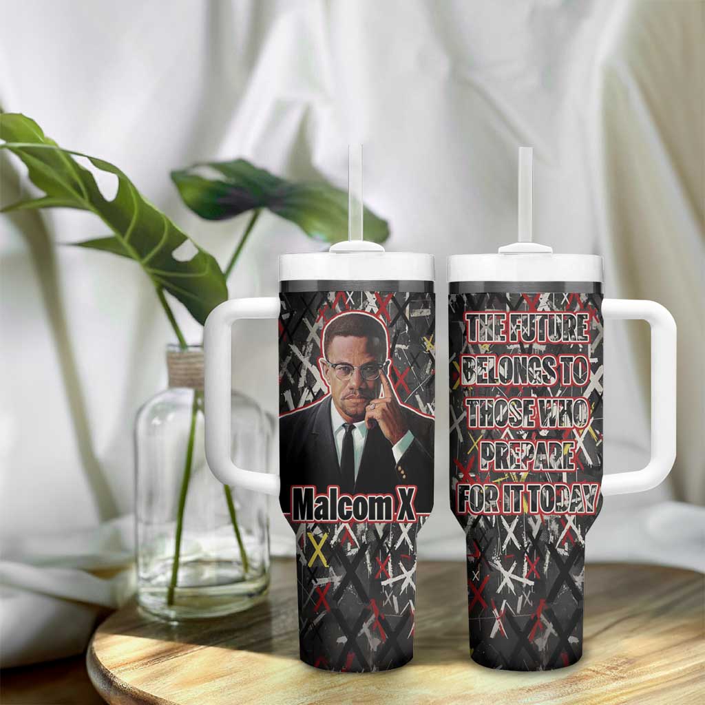 Malcolm X Tumbler With Handle Street Art Style Portrait Quote The Future Belongs to Those Who Prepare Civil Rights Tribute - African Pride