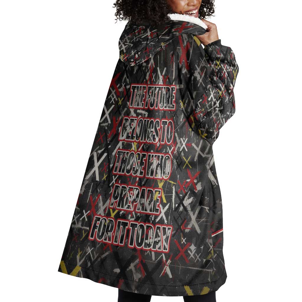Malcolm X Wearable Blanket Hoodie Street Art Style Portrait Quote The Future Belongs to Those Who Prepare Civil Rights Tribute - African Pride