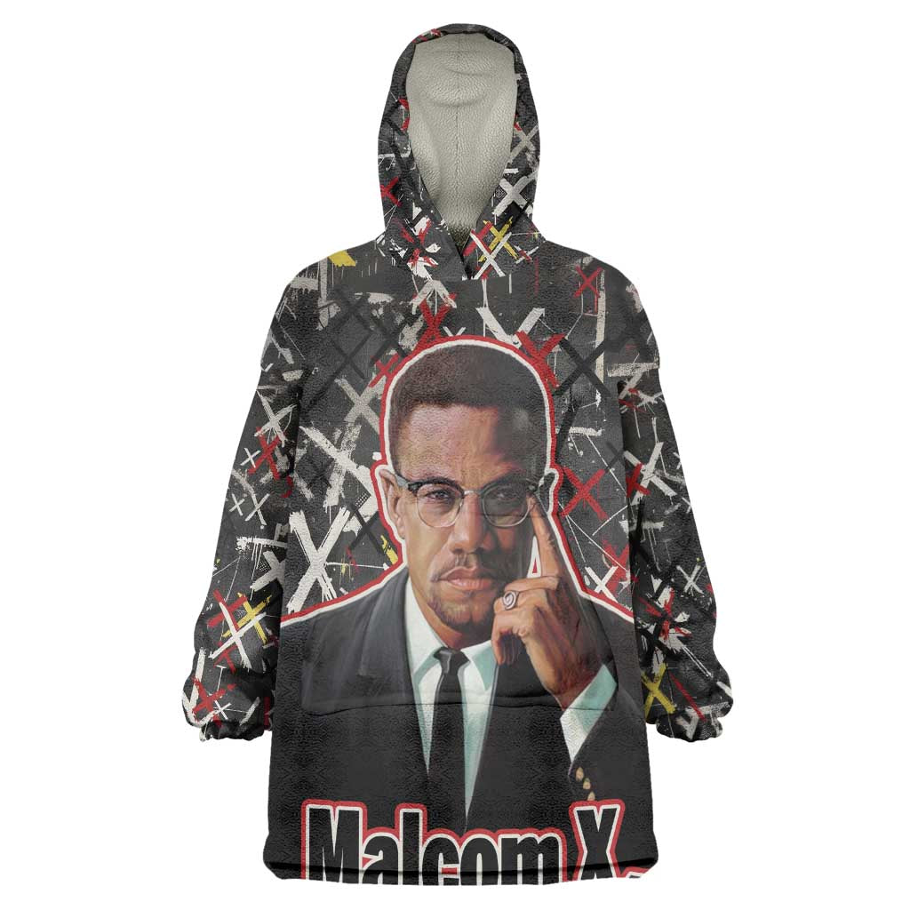 Malcolm X Wearable Blanket Hoodie Street Art Style Portrait Quote The Future Belongs to Those Who Prepare Civil Rights Tribute - African Pride