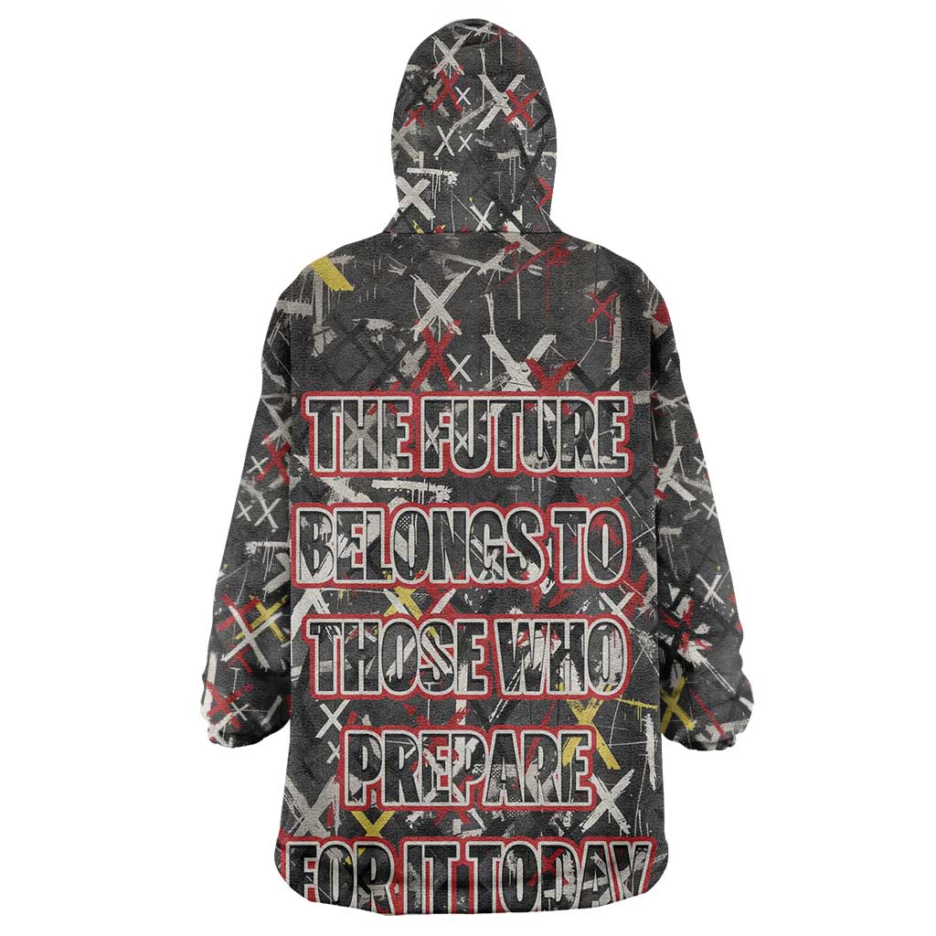 Malcolm X Wearable Blanket Hoodie Street Art Style Portrait Quote The Future Belongs to Those Who Prepare Civil Rights Tribute - African Pride