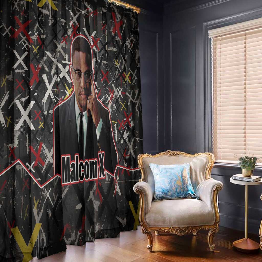 Malcolm X Window Curtain Street Art Style Portrait Quote The Future Belongs to Those Who Prepare Civil Rights Tribute - African Pride