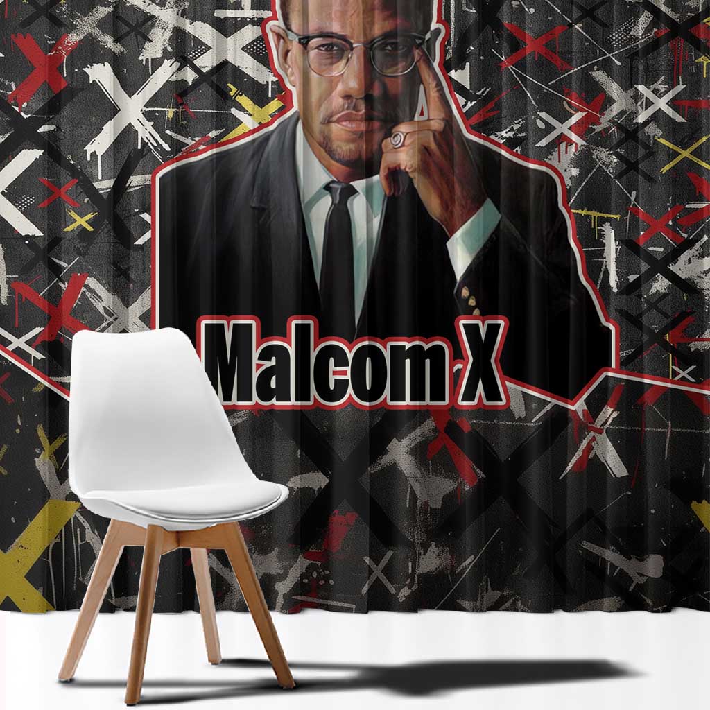 Malcolm X Window Curtain Street Art Style Portrait Quote The Future Belongs to Those Who Prepare Civil Rights Tribute - African Pride