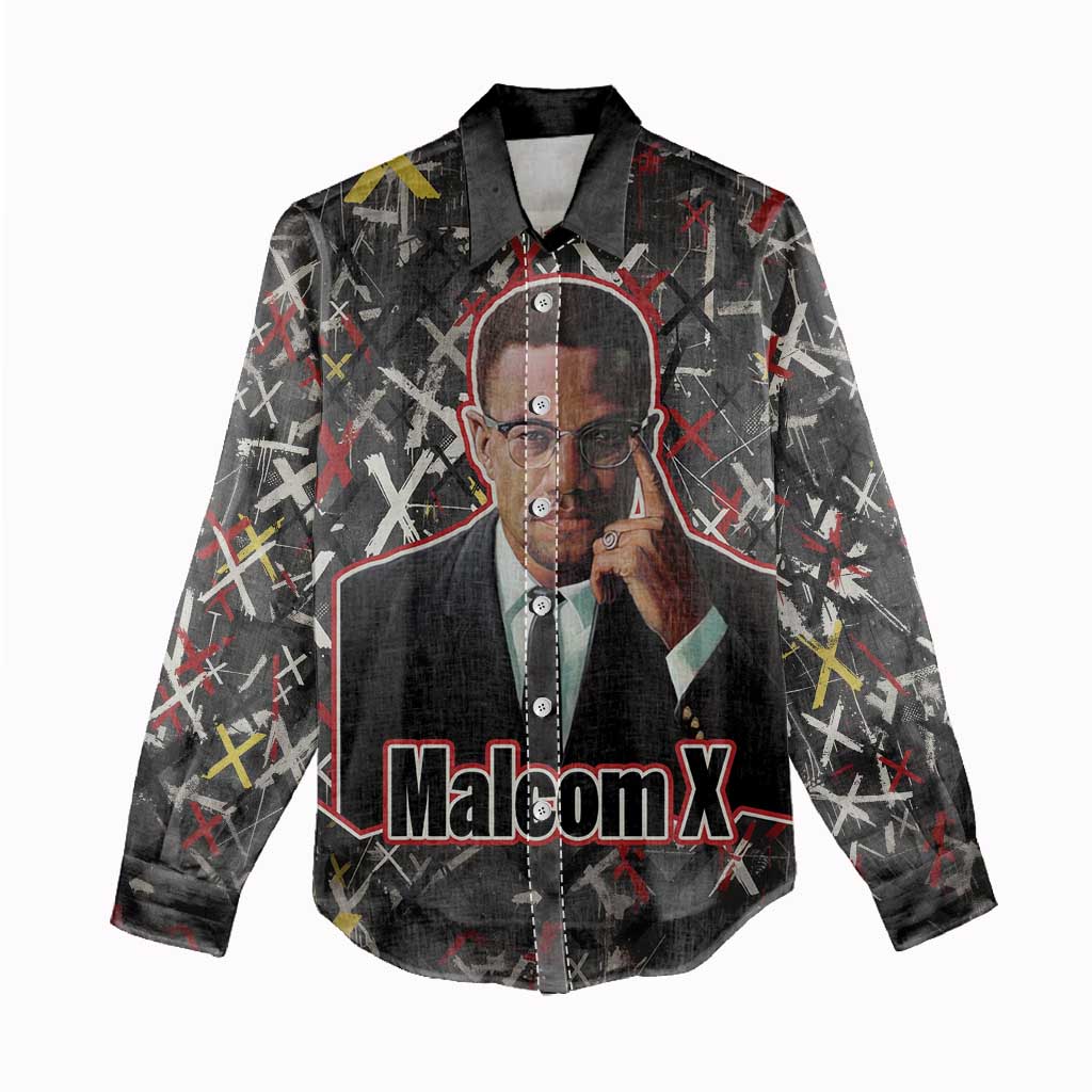 Malcolm X Women Casual Shirt Street Art Style Portrait Quote The Future Belongs to Those Who Prepare Civil Rights Tribute - African Pride