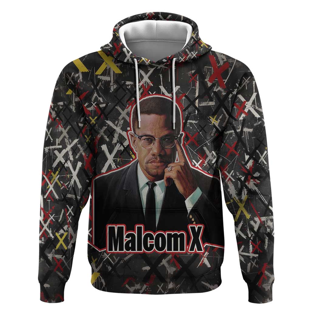 Malcolm X Zip Hoodie Street Art Style Portrait Quote The Future Belongs to Those Who Prepare Civil Rights Tribute - African Pride