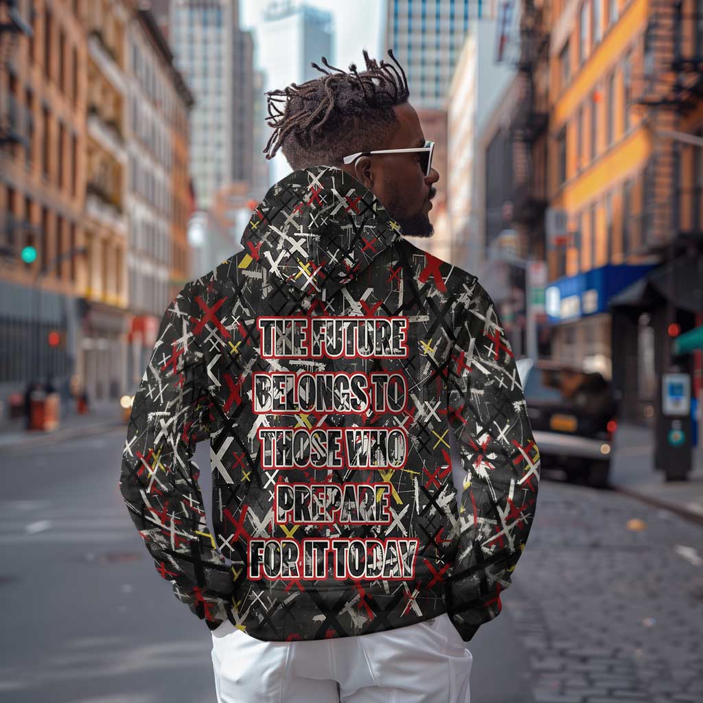 Malcolm X Zip Hoodie Street Art Style Portrait Quote The Future Belongs to Those Who Prepare Civil Rights Tribute - African Pride