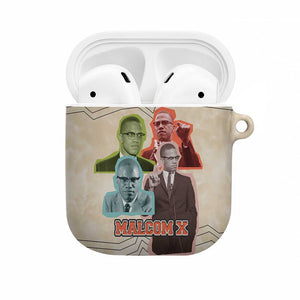 Malcolm X AirPods Case Pop Art Portrait Collage Civil Rights Activist Retro Style Design - African Pride
